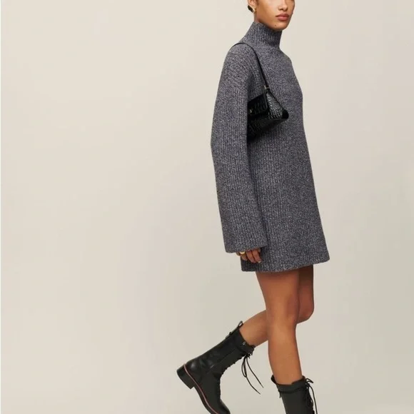 Reformation Gray Long Sleeve Dress - Picture 2 of 13